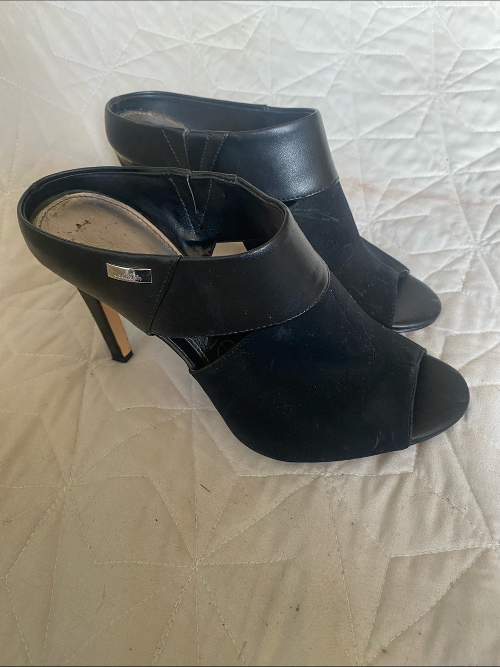 Calvin Klein Black Open-Toe Stiletto Mules